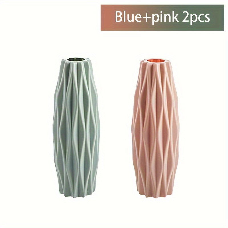Conjunto de várias peças de vasos de plástico nórdicos, imitando vasos de cerâmica, adequados para decoração de sala de estar e mesa de jantar em casa, decoração de Dia de São Patrício e Páscoa, decoração de sala de beleza, decoração de casa de primavera