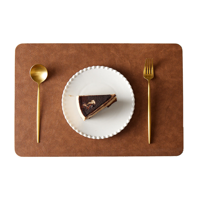 Jogo Americano de Couro Sintético Vintage de Luxo - Tapete de Jantar Resistente ao Calor em Nogueira, Cinza Lama, Marrom Chocolate - Fácil de Limpar, Tapete Retangular para Mesa de Café para Decoração Elegante de Casa
