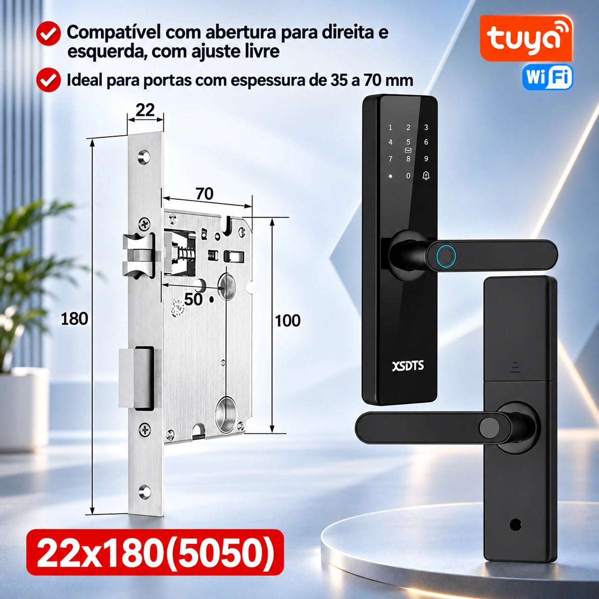 Fechadura Inteligente Biométrica Tuya WiFi