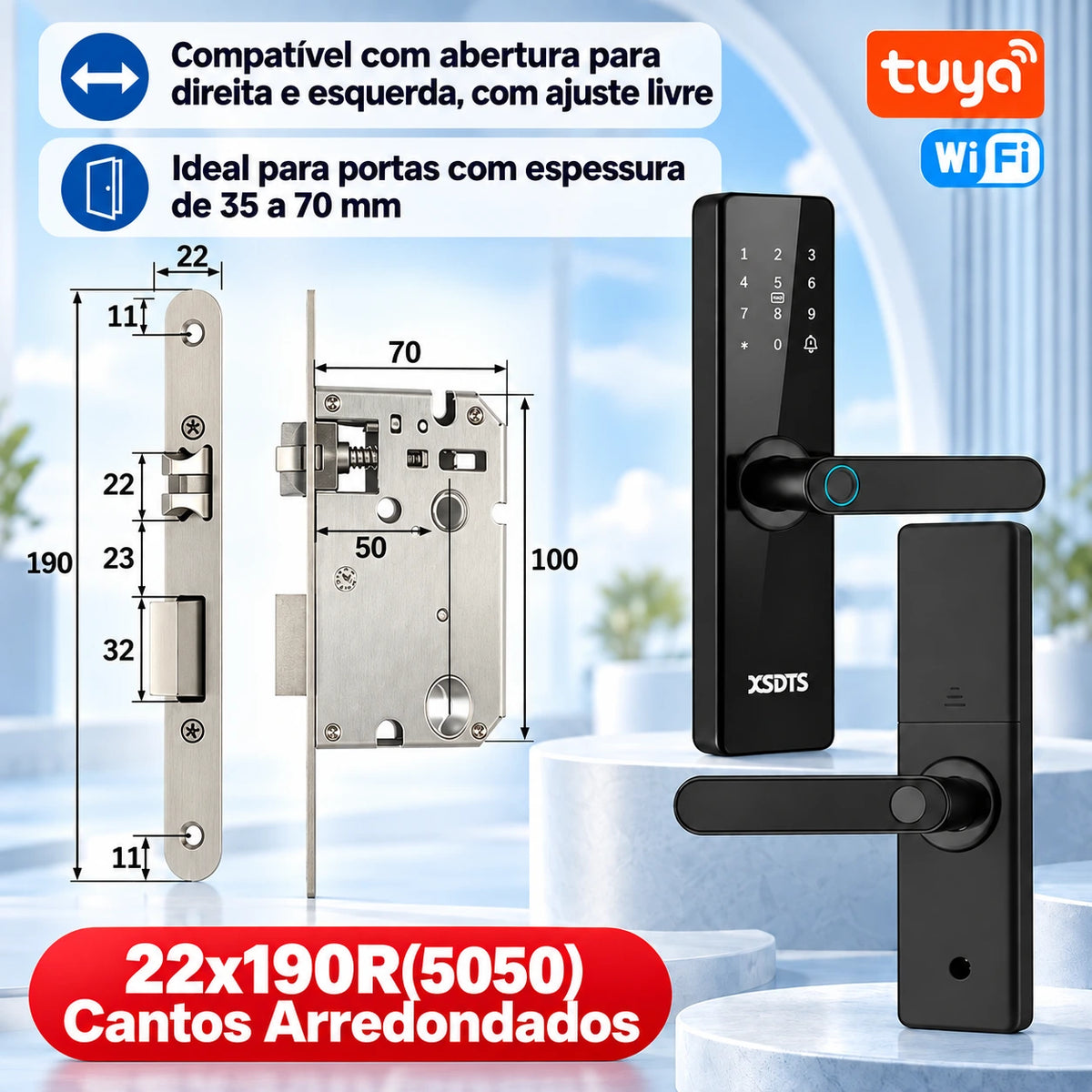 Fechadura Inteligente Biométrica Tuya WiFi