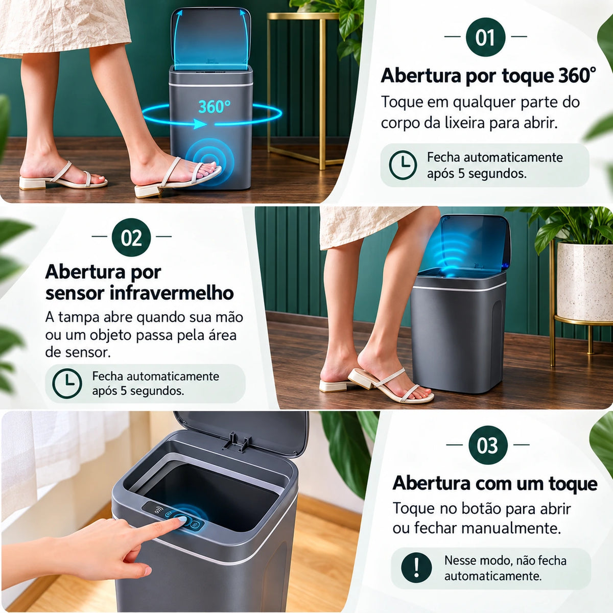 Lixeira Automática com Sensor de 16 Litros