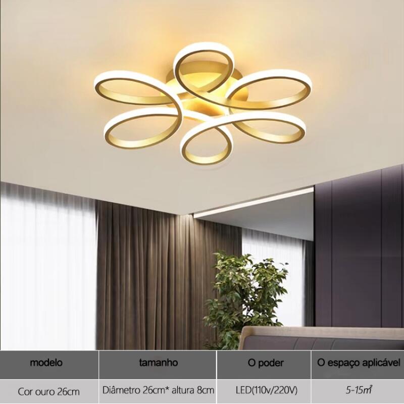 3 cores 1 Lustre moderno de LED para teto, ideal para corredor, sala, quarto, cozinha