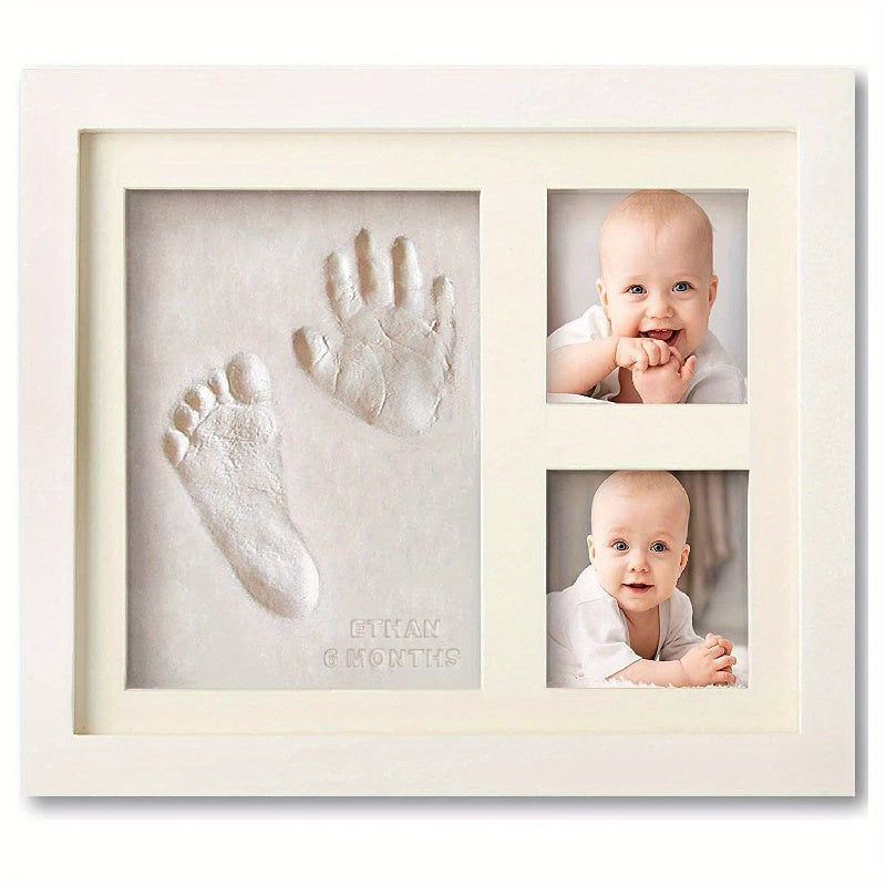 Kit de Pegadas de Mãos e Pés | Moldura de Colagem, Material de Madeira, Presentes de Chá de Bebé para Mãe, Registo para Meninos e Meninas - LATTBY