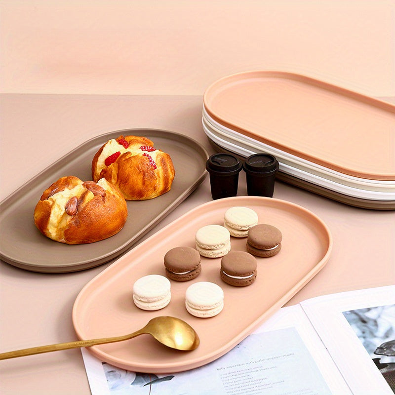 Prato de Jantar Oval Elegante - Montagem Não Necessária, Bege/Branco, para Jantares Formais e Informais, Chá da Tarde, Piqueniques, Festas - Prato de Servir Durável para Casa, Catering, Eventos, Essenciais para Piquenique, Louça Minimalista, Acabamento de Superfície Lisa Sinterklaas