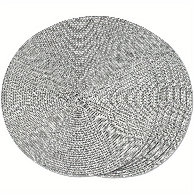 Conjunto de 6 pratos redondos trançados para mesas de jantar, laváveis e antiderrapantes, 38,1 cm para decoração de casa
