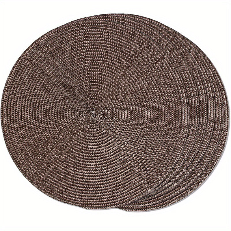 Conjunto de 6 pratos redondos trançados para mesas de jantar, laváveis e antiderrapantes, 38,1 cm para decoração de casa