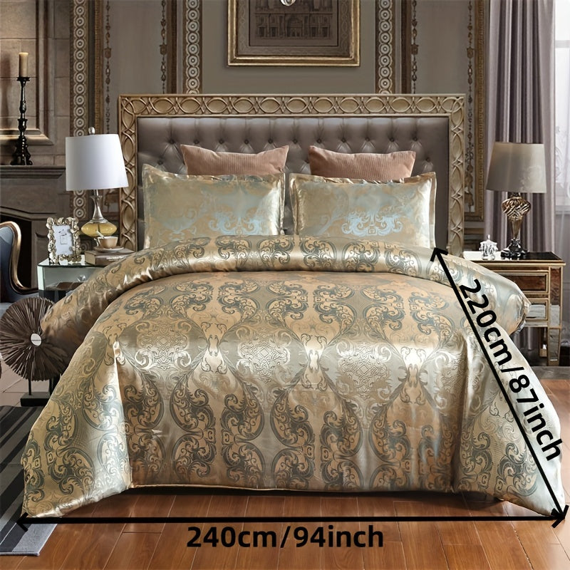 3 peças, conjunto de capa de edredom de cetim jacquard estilo europeu, conjunto de três peças, uma capa de edredom e um par de fronhas, sem núcleo interno.