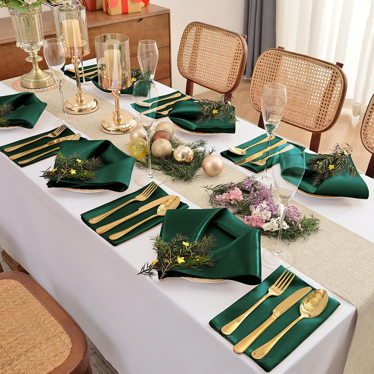 6/12 Peças de Guardanapos de Cetim Macio, Guardanapos Simples e Elegantes - Perfeitos para Casamentos, Chá de Panela, Festas e Decorações de Restaurantes