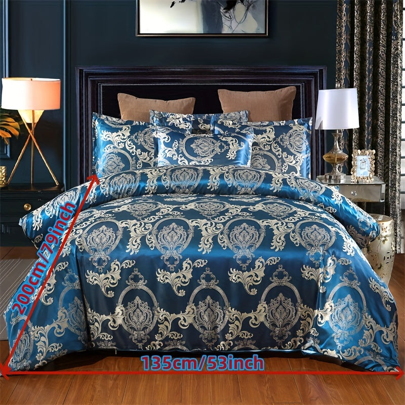 3 peças, conjunto de capa de edredom de cetim jacquard estilo europeu, conjunto de três peças, uma capa de edredom e um par de fronhas, sem núcleo interno.