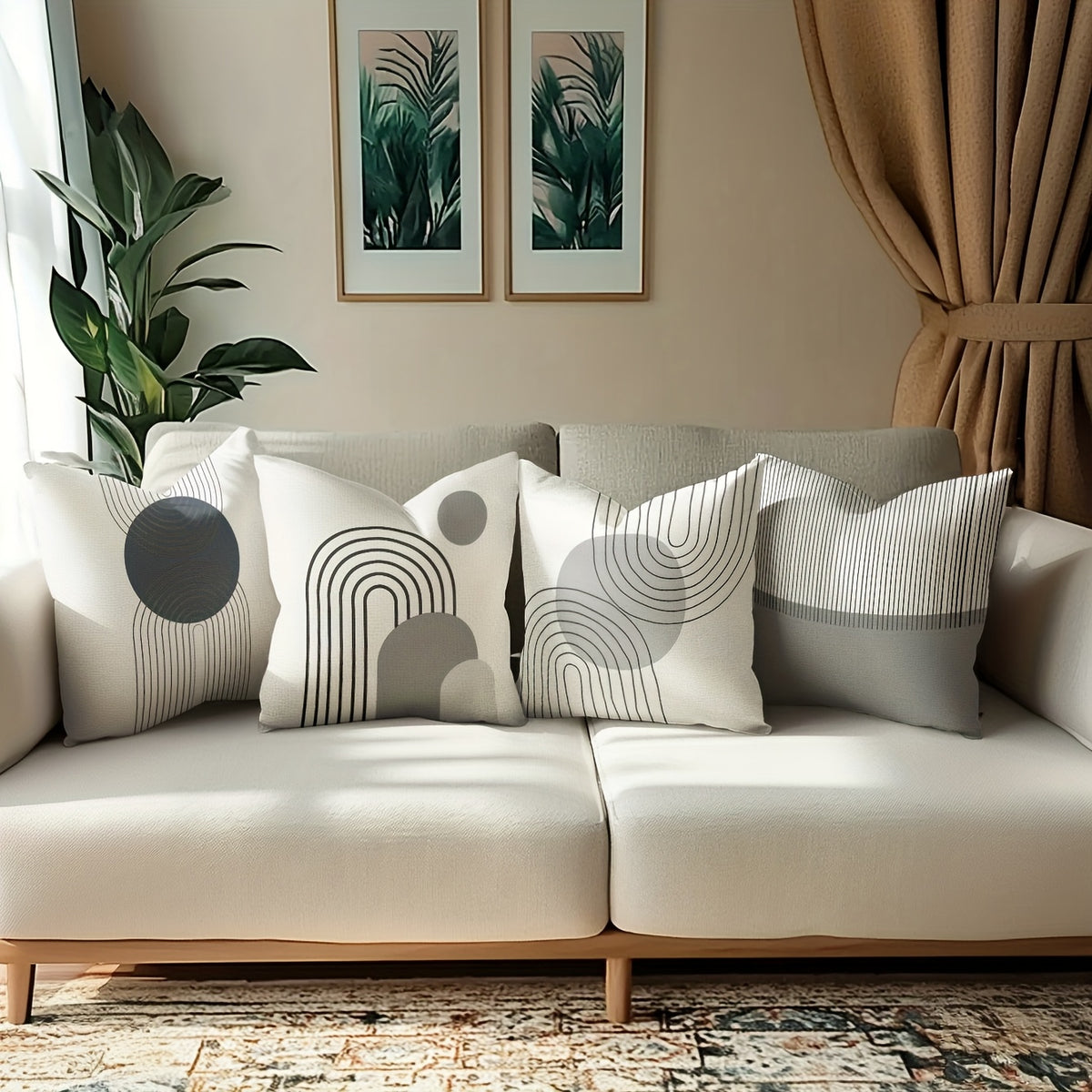4 unidades, Feito de, Apresentando um Design Geométrico Minimalista, Perfeito para Criar um Ambiente Romântico na Sua Casa. Possui Impressão de um Lado e Mede 44,96 cm por 44,96 cm, Ideal para Decorar Sofás, Salas de Estar e Quartos