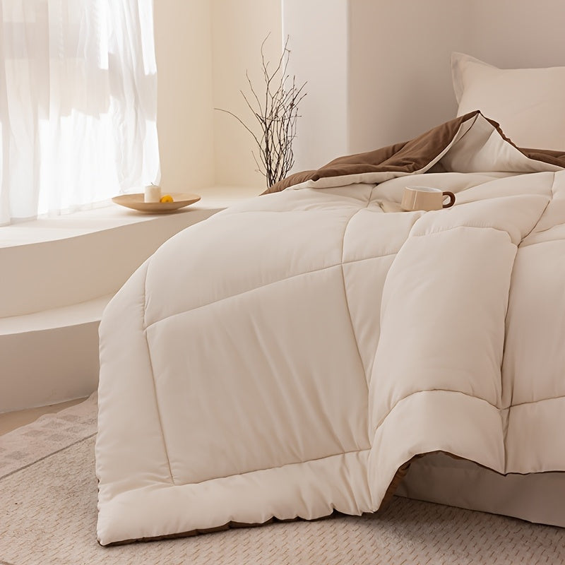 Conjuntos de cama Queen Size - Conjuntos de cama Queen Size marrom e bege, Conjuntos de roupa de cama macia para todas as estações - Conjuntos de 5 peças - 1 edredom (223,52 cm x 223,52 cm) e 2 fronhas (50,8 cm x 66,04 cm) e 1 lençol (228,6 cm x 259,08 cm) e 1 capa de cama (152,4 cm x 203,2 cm + 35