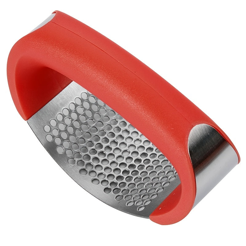 1peça Prensa de Alho em Aço Inoxidável - Triturador de Alho Manual com Pega Ergonómica, Ferramenta de Cozinha Durável para Triturar Alho, Sem Necessidade de Eletricidade, Fácil de Limpar, Perfeito para Cozinhar em Casa, Triturador de Alho para Cozinha, Essenciais de Cozinha, Acabamento Metálico Elegante, Material Fácil de Limpar, Triturador de Alho, Prensa de Alho