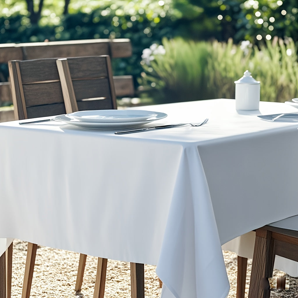 Toalha de Mesa Retangular Branca Elegante - Perfeita para Casamentos, Festas & Eventos ao Ar Livre - Poliéster Durável, Vários Tamanhos Disponíveis