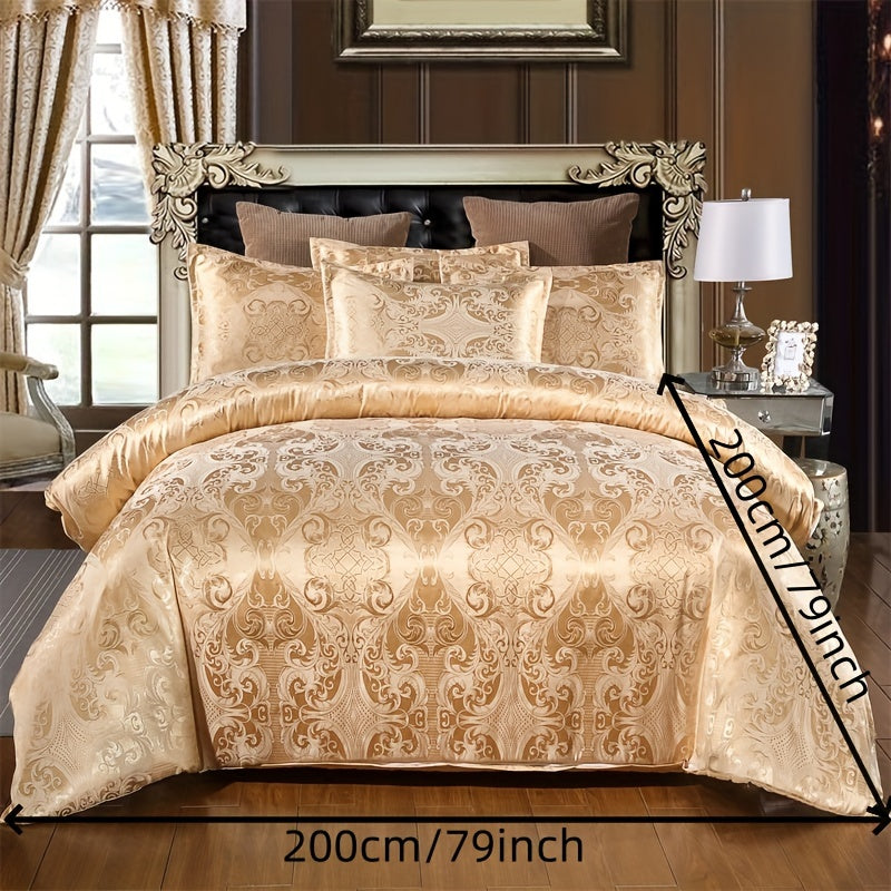 3 peças, conjunto de capa de edredom de cetim jacquard estilo europeu, conjunto de três peças, uma capa de edredom e um par de fronhas, sem núcleo interno.