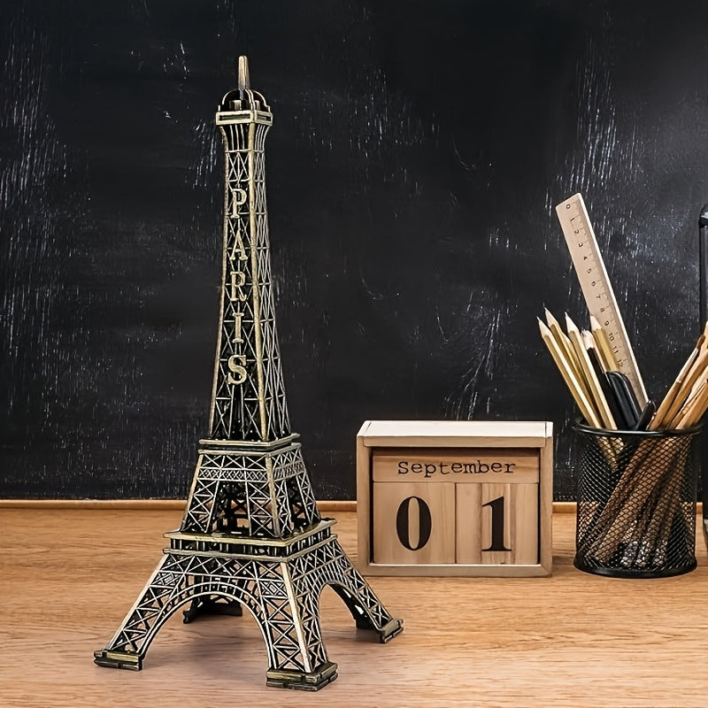 Figura de Metal da Torre Eiffel de Paris 1pc - Modelo Arquitetônico em Miniatura Turquesa com Detalhes Intrincados e Ferroaria Detalhada, Arte Decorativa para Prateleira, Lembrança de Viagem & Presente de Férias, Decoração Elegante para Casa | Embalagem Sofisticada, Decoração da Torre Eiffel