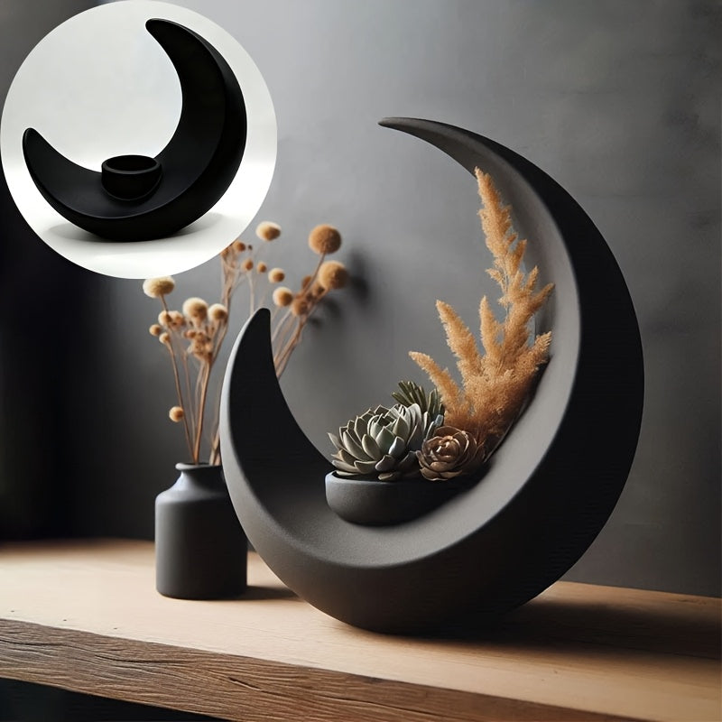 Vaso Lua, Decoração Criativa para Casa, Recipiente para Plantas Verdes Estilo Nórdico, Ornamento Criativo em Forma de Lua Crescente, Decoração Romântica para Mesa ou Varanda