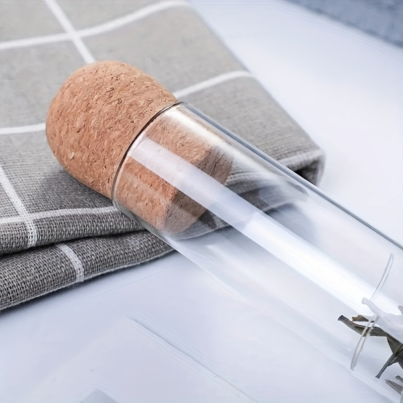 Garrafa Vazia de Infusor de Chá de Vidro Mini Transparente, Garrafa de Vidro com Tampa, Tubo de Ensaio para Chá, Conjunto de Utensílios de Cozinha