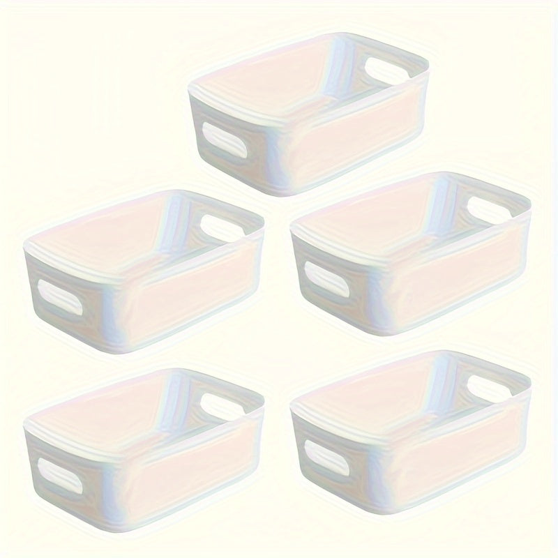 Caixa de Armazenamento de Cosméticos 5pcs, Organizador de Desordem de Secretária, Caixa de Armazenamento de Lingerie para Roupeiro, Artigos para o Lar, Caixa de Armazenamento, Cesto de Armazenamento de Cozinha Multifuncional para Cozinha, Casa de Banho, Quarto e Secretária de Escritório