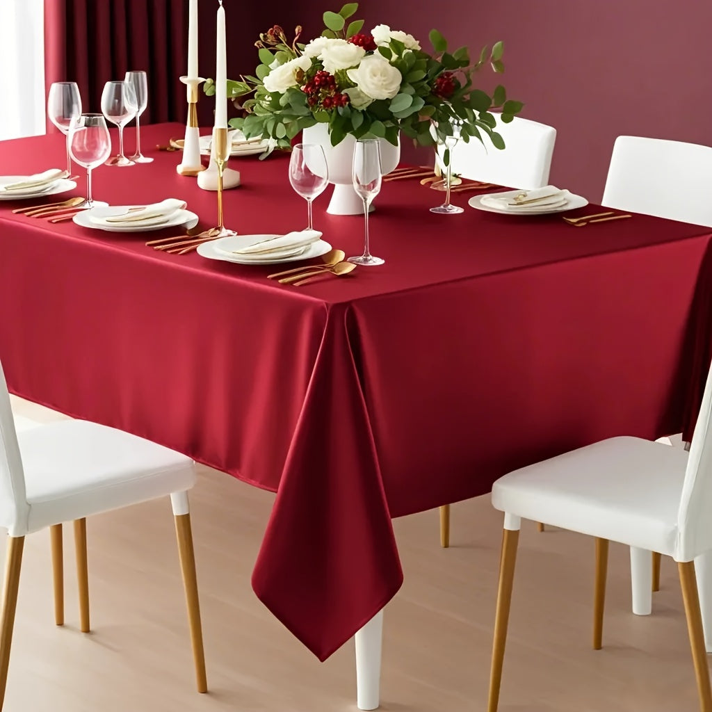 Toalha de Mesa Luxuosa Borgonha - Poliéster, Retangular para Casamentos, Aniversários, Jantares, Buffets, Piqueniques & Mais - Decoração Versátil para Feriados