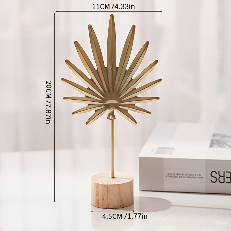 Artesanato de metal de luxo leve estilo europeu e americano, decoração criativa para sala de estar e entrada com ornamentos de folha de ginkgo em arte de ferro