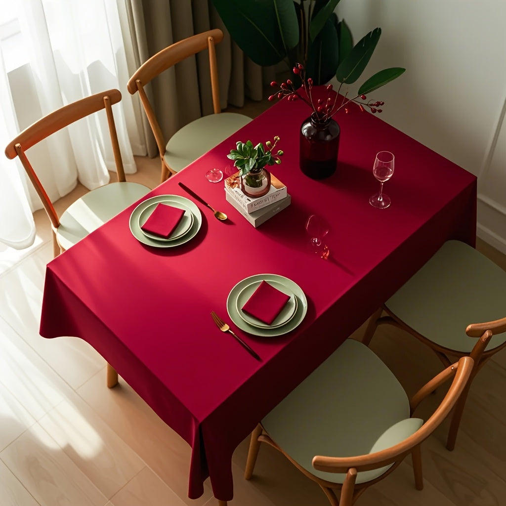 Toalha de Mesa Luxuosa Borgonha - Poliéster, Retangular para Casamentos, Aniversários, Jantares, Buffets, Piqueniques & Mais - Decoração Versátil para Feriados