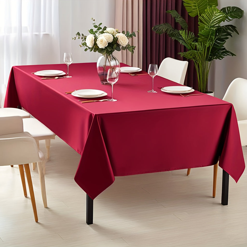 Toalha de Mesa Luxuosa Borgonha - Poliéster, Retangular para Casamentos, Aniversários, Jantares, Buffets, Piqueniques & Mais - Decoração Versátil para Feriados