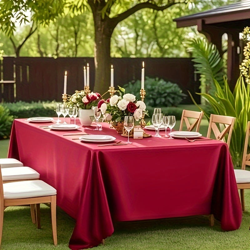 Toalha de Mesa Luxuosa Borgonha - Poliéster, Retangular para Casamentos, Aniversários, Jantares, Buffets, Piqueniques & Mais - Decoração Versátil para Feriados
