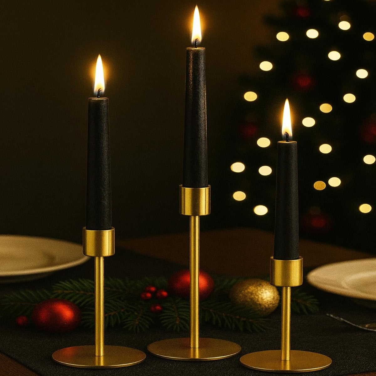 3 Peças Suportes para Velas Cônicas Castiçais Decoração de Casamento e Natal Adequados para Centro de Mesa Decorações de Feriado e Casamento