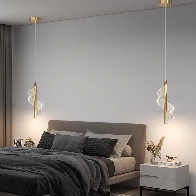1/2peças, Lustre Minimalista Moderno com Design em Espiral, Disponível em 3000K/4500K/5000K, Inclui Luz LED de Três Cores, Conectado, Adequado para Iluminação de Áreas de Escritório, Luzes de Teto de Quartos de Hotel, Sala de Estar, Quarto de Dormir, Lustres de Cabeceira