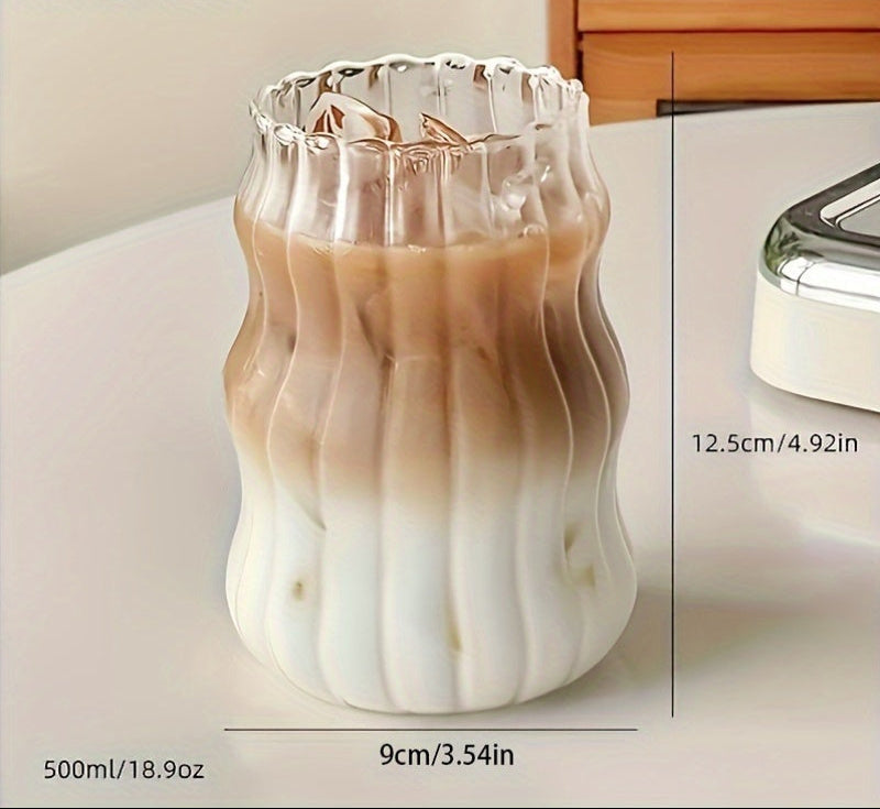 KEMORELA 4/6 unidades, Copo de Bebida com Formato Único de 17OZ, Caneca de Água Transparente Ondulada, Canecas de Café Gelado, Recipientes de Bebida Adoráveis, Utensílios de Bebida Sazonais, Produtos de Cozinha Domésticos 500ML