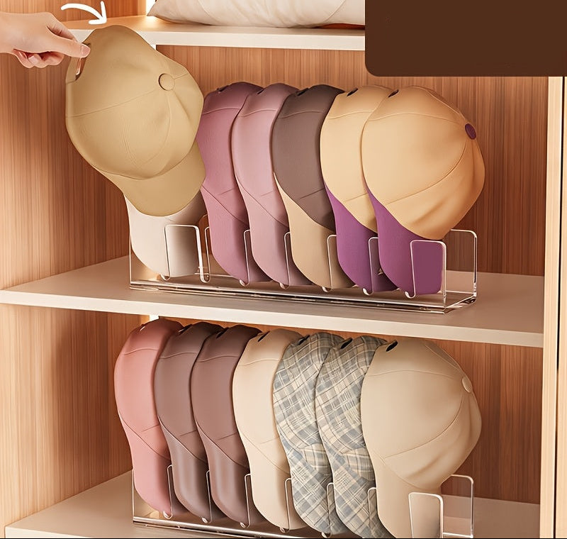 Suporte para Chapéus, Expositor de Chapéus, Organizador de Mesa, Armazenamento para Quarto, Acrílico Plástico, Comporta Sete Chapéus, Transparente