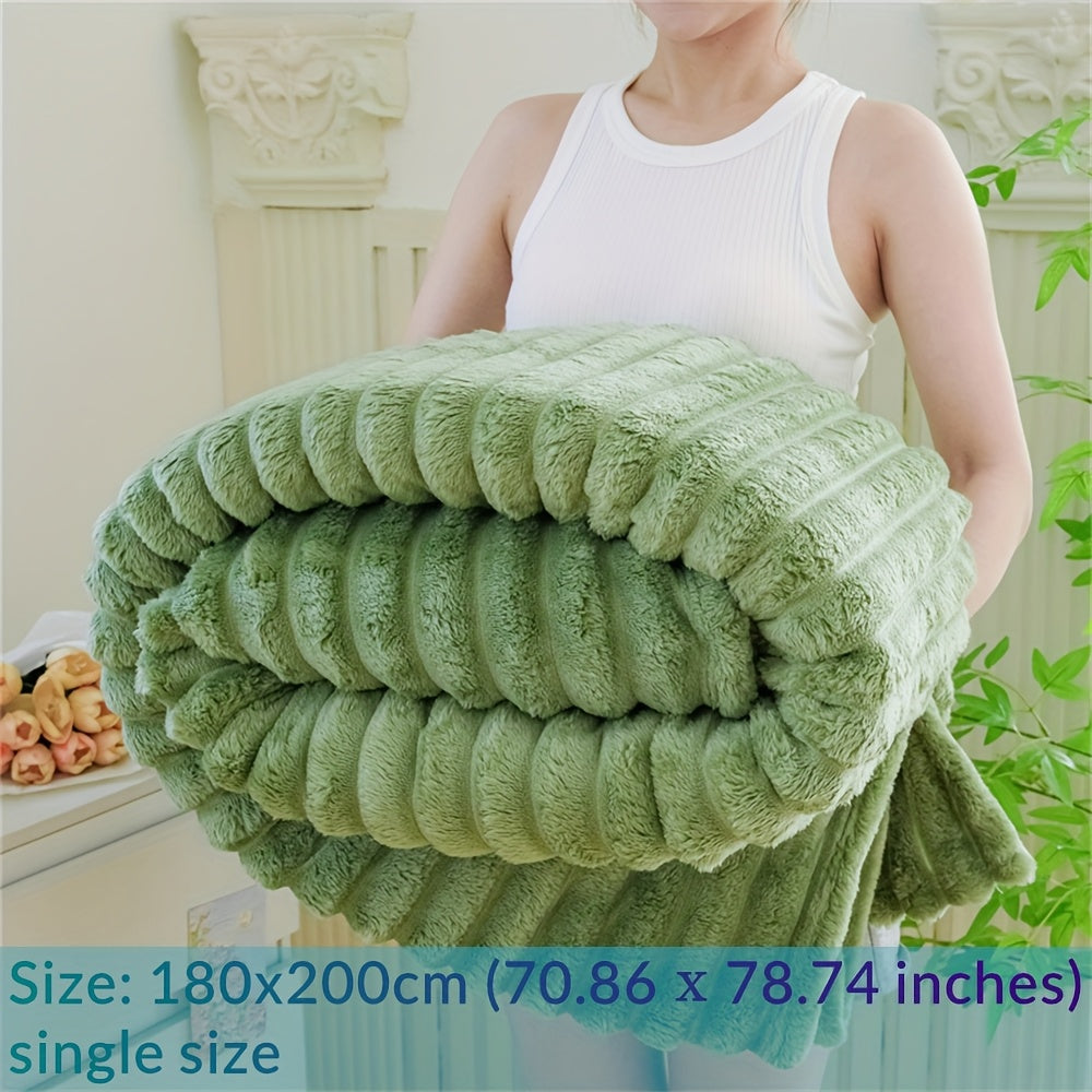 Manta de Pele Sintética de Coelho de Luxo, Estilo Simples e Cor Sólida - Macia, Quente e Confortável, Ideal para Sofá, Cama, Escritório e Viagem - Multiuso, Presente