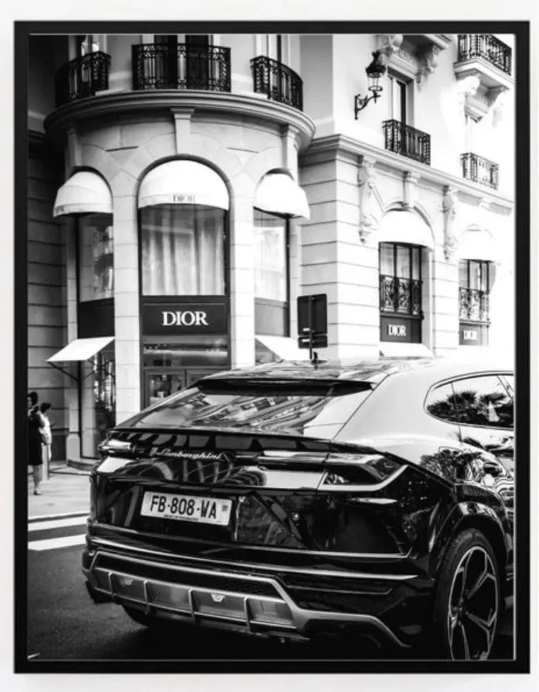 Poster Decorativo Carro Luxo Preto e Branco em Tela