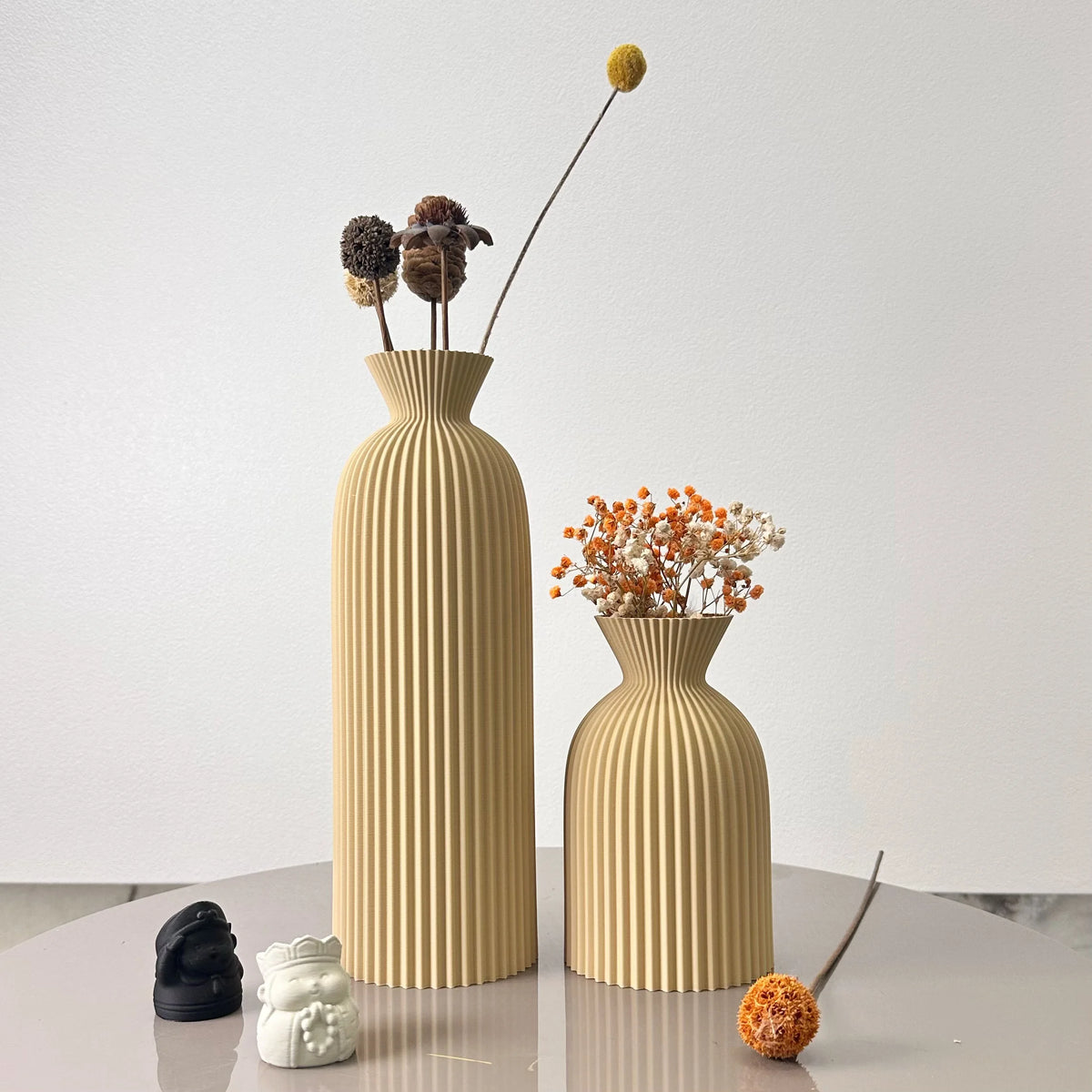 Conjunto de Vasos Decorativos com Padrão Ondulado