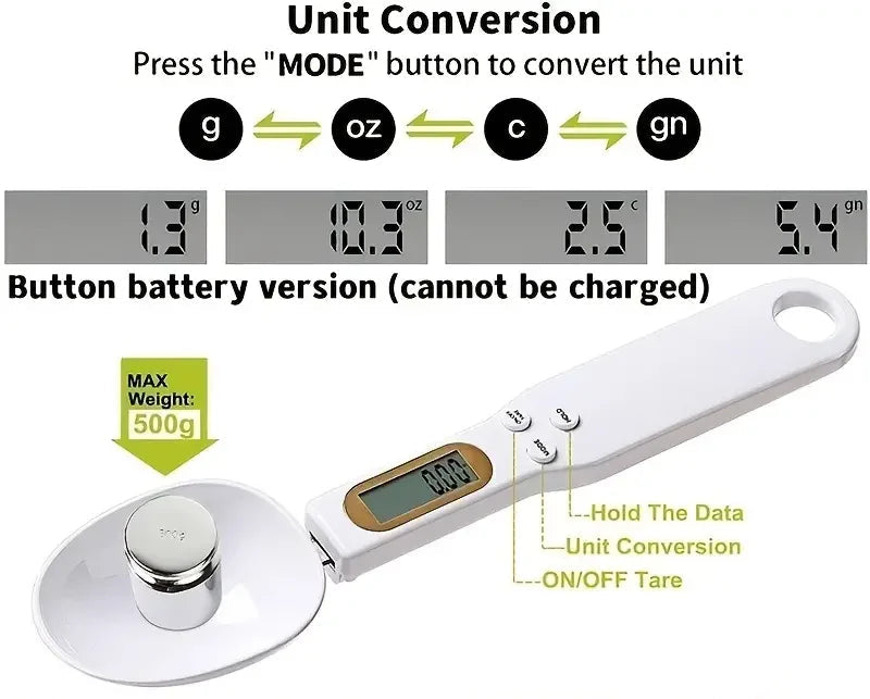 Mini Balança de Cozinha Digital, Balança Eletrônica De Alimentos LCD, Farinha De Cozinha, Leite, Café Em Pó, Peso Medida Colher, 0.1-500g