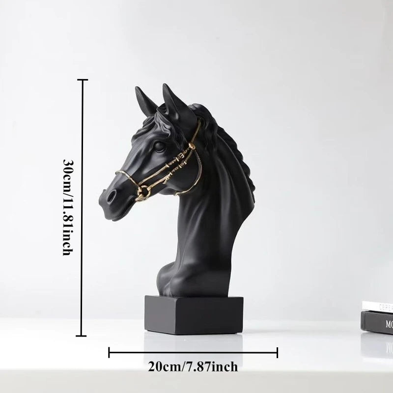 Escultura de Cabeça de Cavalo em Resina