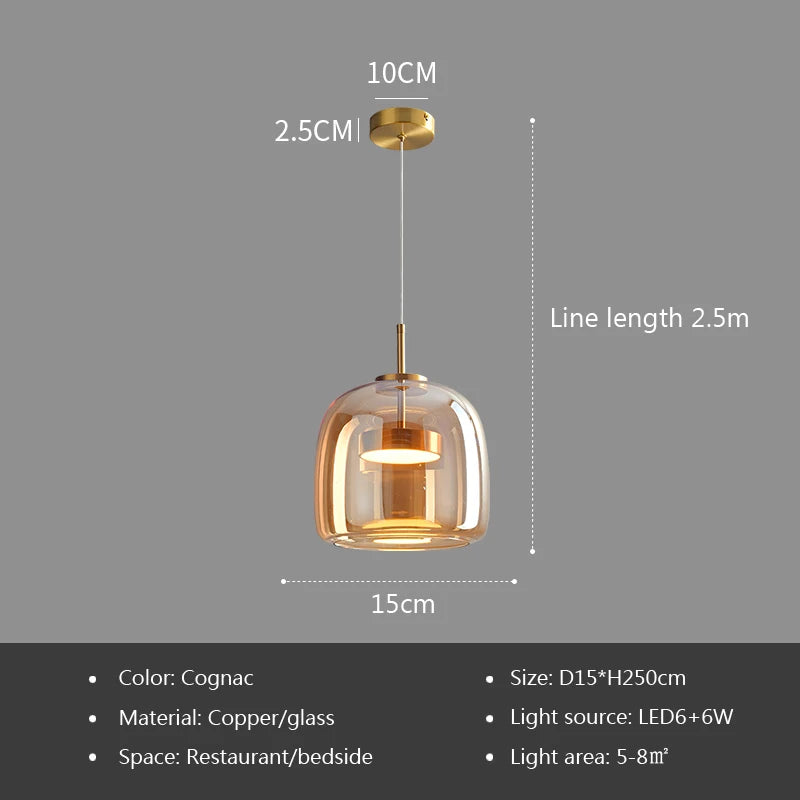 Luminária Pendente de Vidro LED Nórdica Moderna