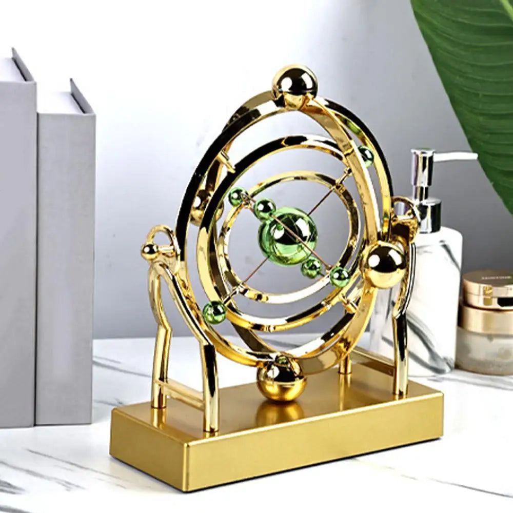 Máquina de movimento perpétuo de pêndulo de órbita celestial, decoração de mesa de arte cinética, modelo de astronomia para escritório doméstico, escultura rotativa