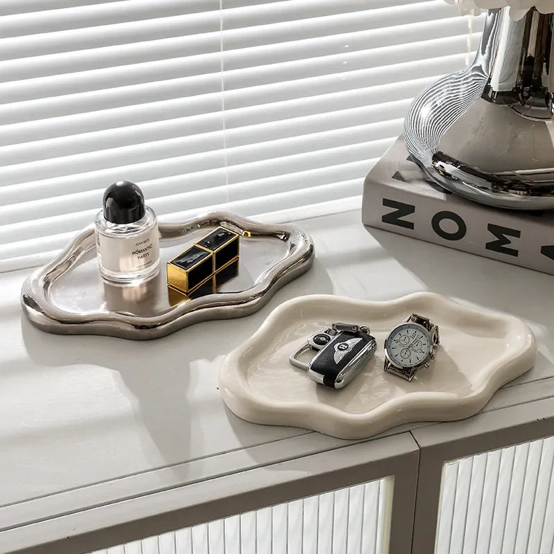 Instagram Influencer Photo Props Ceramic Jewelry Storage Tray Display Tray Storage Tray Light Luxury Ceramic Jewelry Large Size