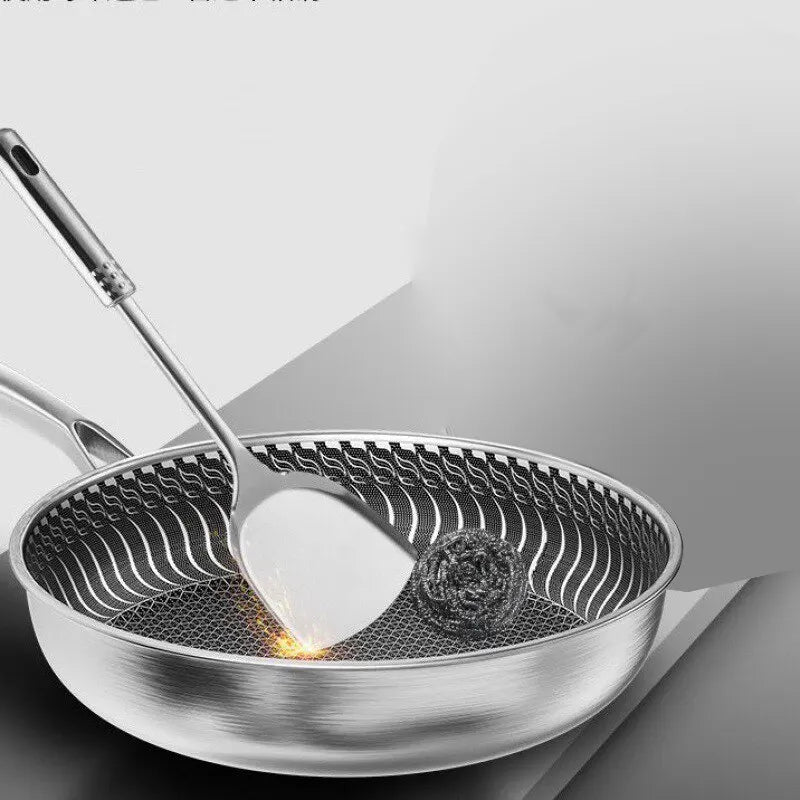 Reusable Frying Pan Nonstick Wok Pan Steak Cooking Pot Skillet Saucepan Induction Single Sided Honeycomb Skillet Cookware