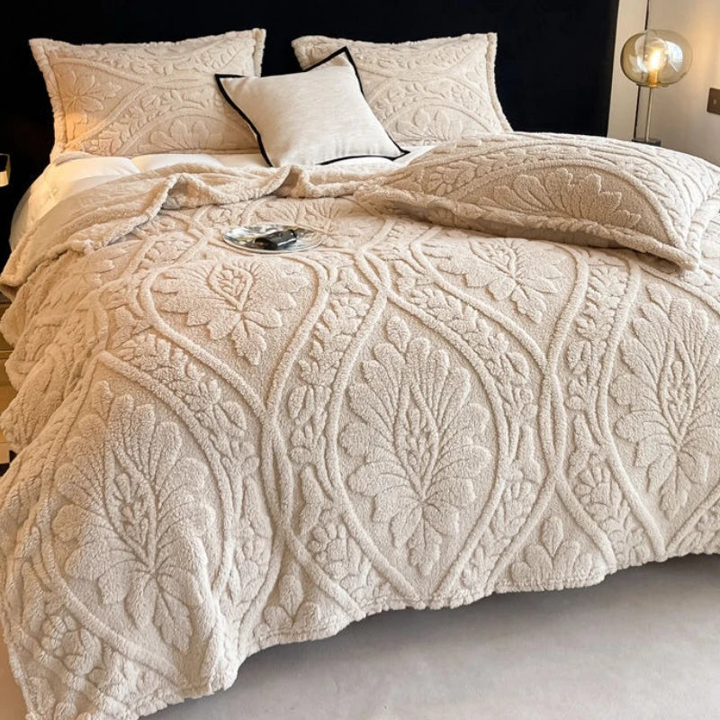 Cobertor estampado floral 3d estilo europeu, cobertor grosso de lã coral para adultos no inverno, quente, fácil de manter, colcha de ar condicionado