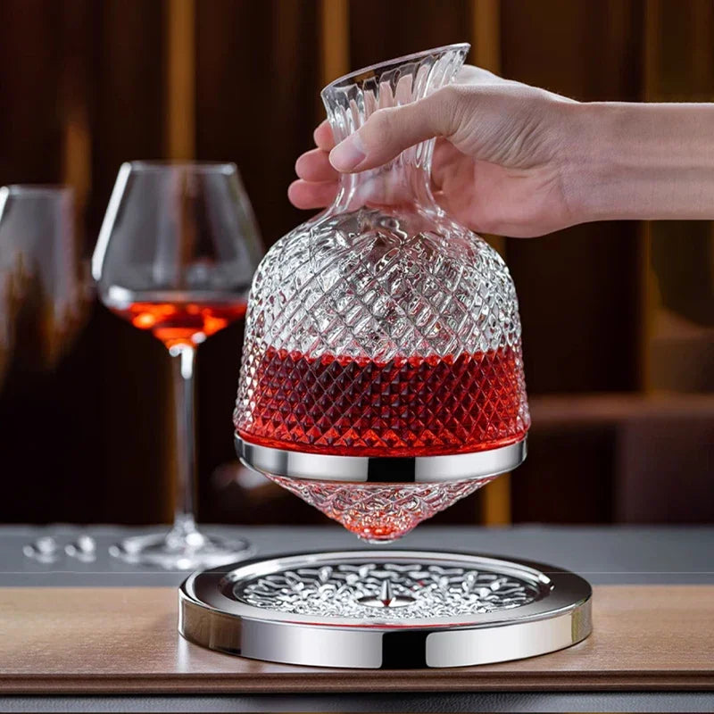 Spinning Crystal Red Wine Decanter, 360 ° Rotating Decanters, Lead-free Glass, Wine Accessories, 1500ml