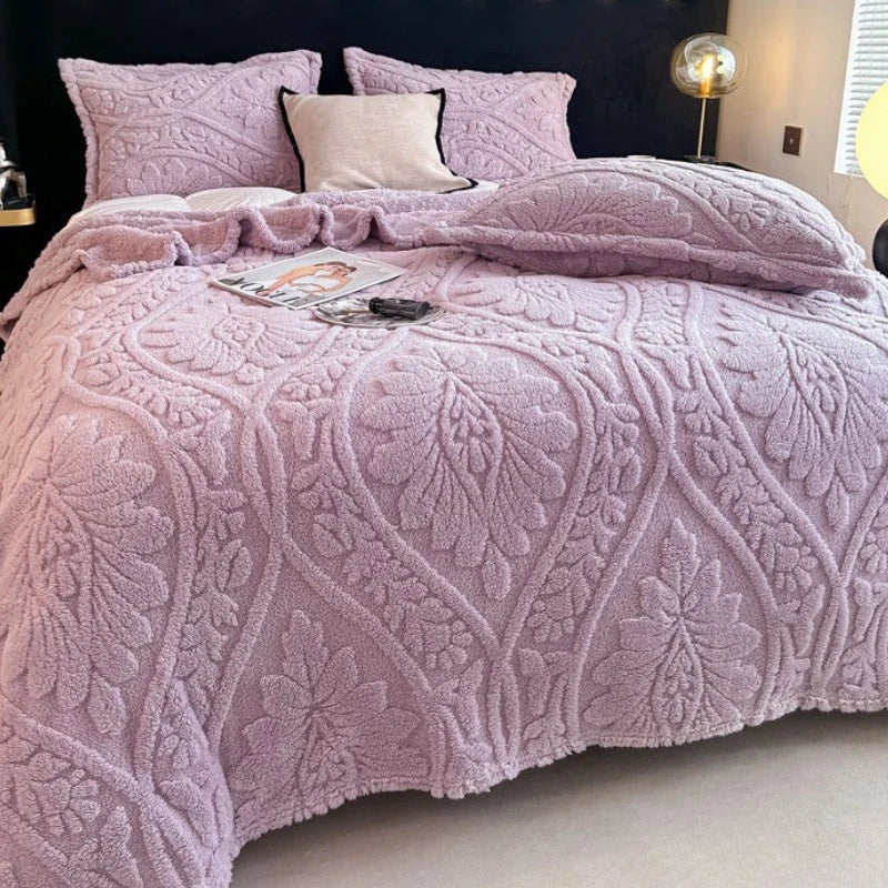 Cobertor estampado floral 3d estilo europeu, cobertor grosso de lã coral para adultos no inverno, quente, fácil de manter, colcha de ar condicionado