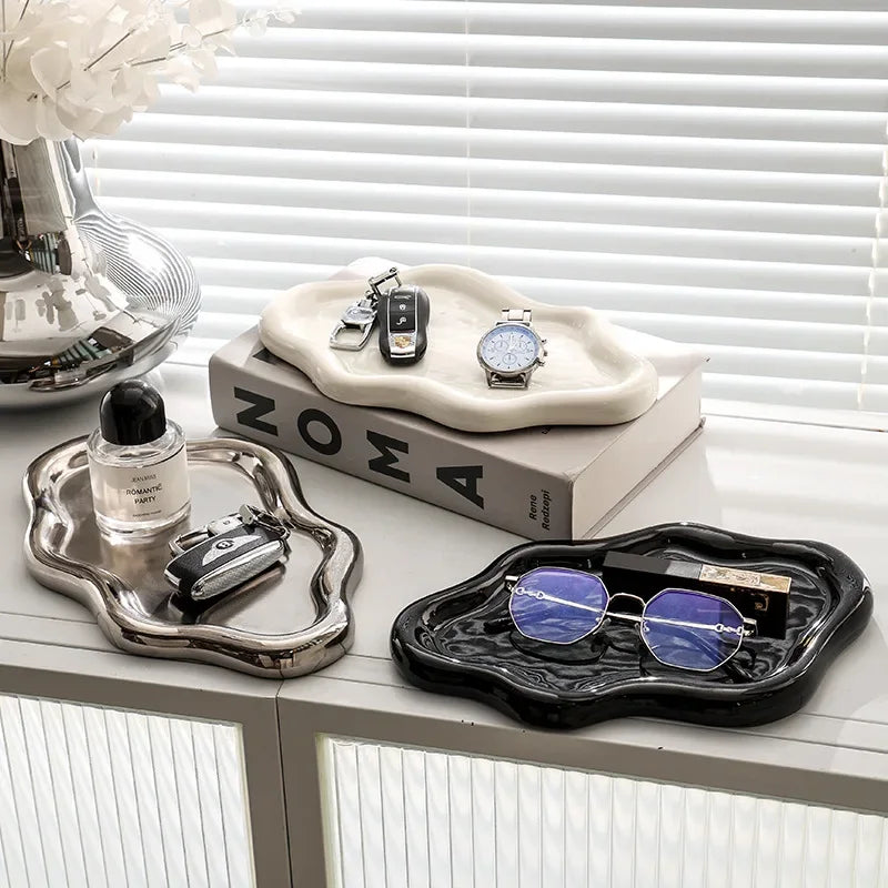 Instagram Influencer Photo Props Ceramic Jewelry Storage Tray Display Tray Storage Tray Light Luxury Ceramic Jewelry Large Size