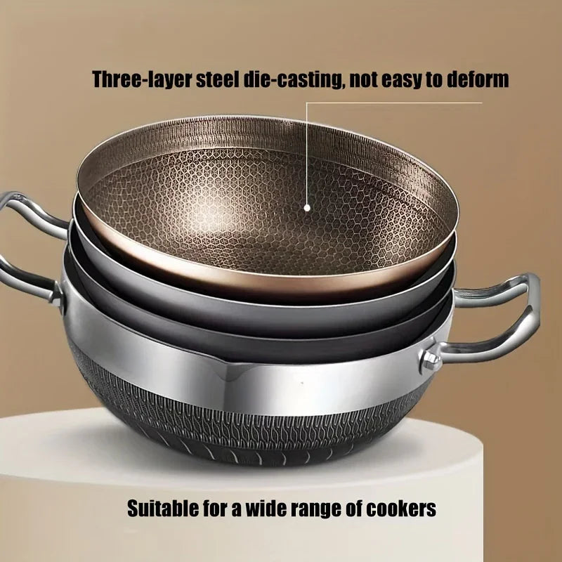 316 Stock Pot Pan Stainless Steel Frying Pan Food Grade Non Stick Pan Honeycomb Pot Bottom Induction Cooker Gas Stove General