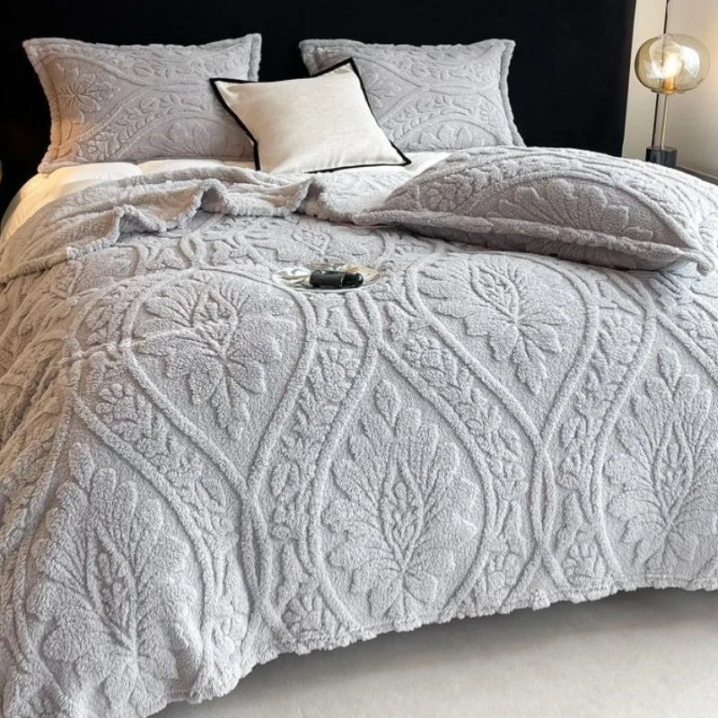 Cobertor estampado floral 3d estilo europeu, cobertor grosso de lã coral para adultos no inverno, quente, fácil de manter, colcha de ar condicionado