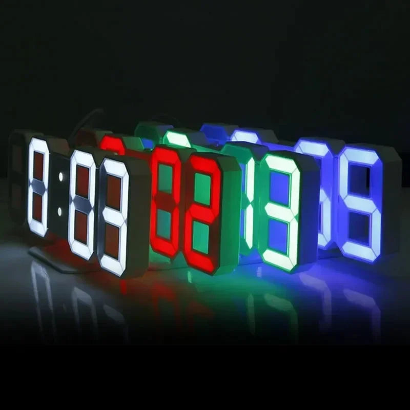 3d led relógio digital decoração de parede brilho modo noturno decoração para o quarto relógio eletrônico ajustável decoração do quarto estética