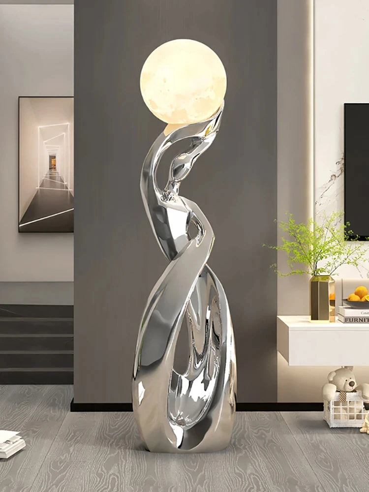 Decoração para casa estátua arte abstrata ornamentos nordic sala de estar grande piso escultura luminosa presente de inauguração estatuetas interiores