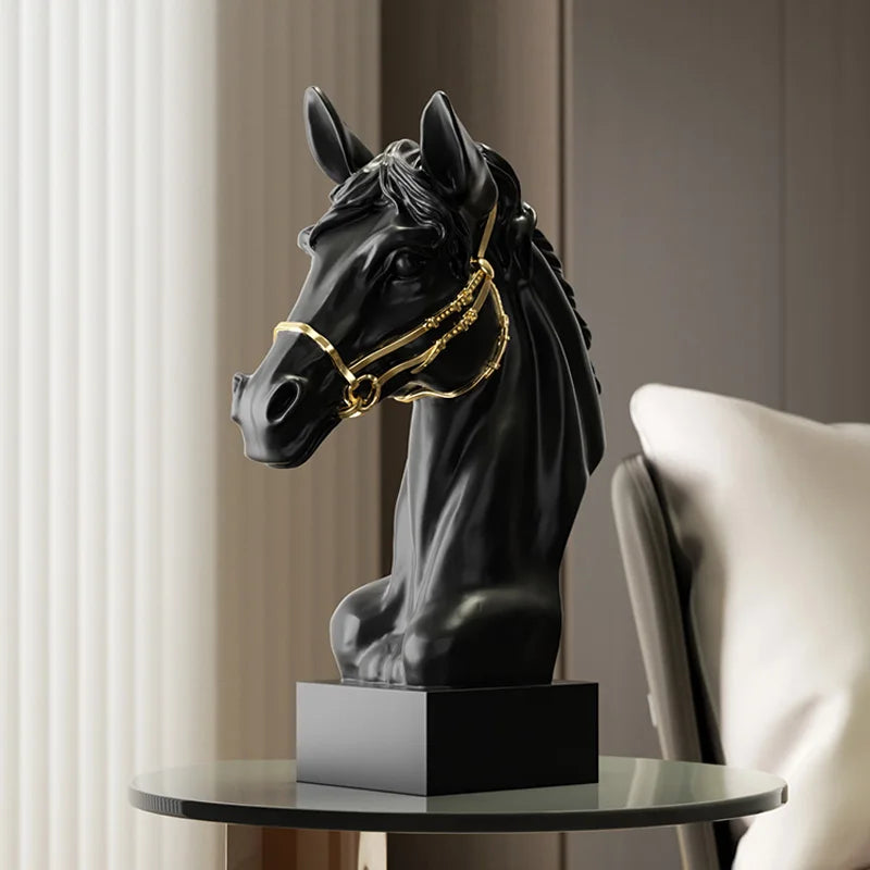 Galloping Horse Head Resin Sculpture Statue Modern Abstract Home Decor Office Desk Art Piece Elegant Gift for Equestrian Lovers