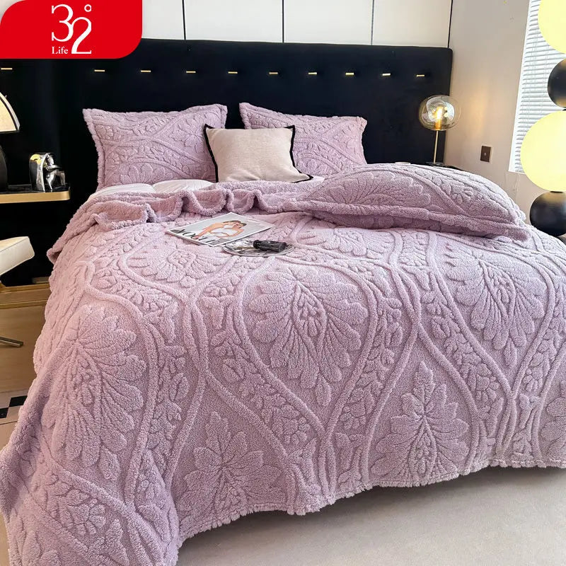 Cobertor Floral 3D de Lã Coral Quente